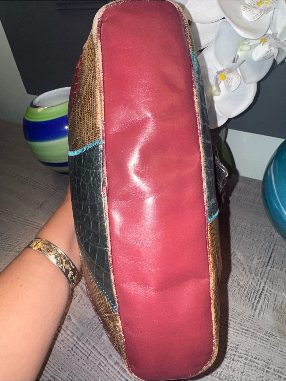 Sharif Multicolor Beautifully Designed Patchwork Leather Shoulder Bag - Picture 7 of 14